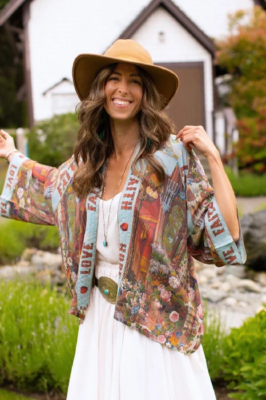 Soft women's robes with flattering fit-Market of Stars Love Language Cropped Cardigan