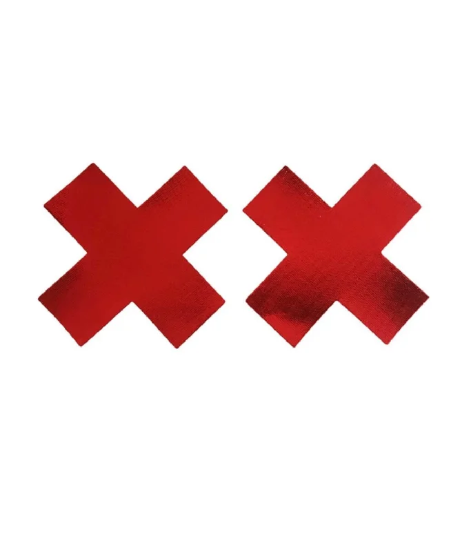 Nipple covers for elegant dresses-Red X pasties