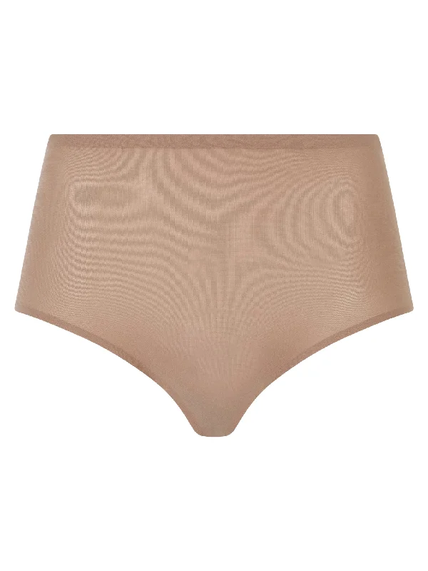 Hipster panties for comfortable fit-Chantelle Softstretch High Waisted Brief Coffee Latte
