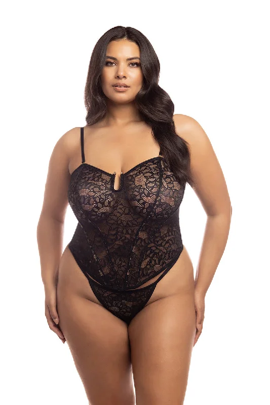 Sexy lingerie for effortless charm-Curvy Kai Snake Lace Bustier Bra Set