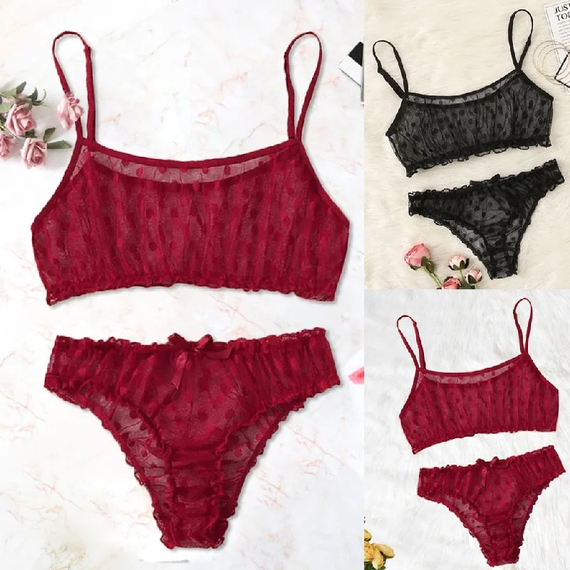 Designer lingerie sets for exclusive wear-Dot Mesh Lingerie Set