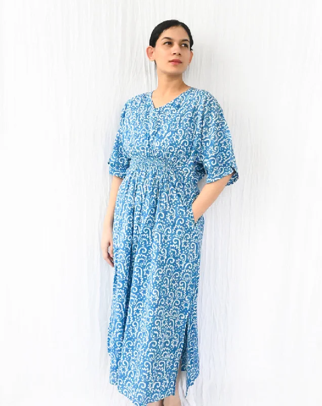Mother and kid same suit with matching colors-Nebula Senorita - Soft Cotton Kaftan Dress Mother and kid same suit with matching colors-Nebula Senorita - Soft Cotton Kaftan Dress