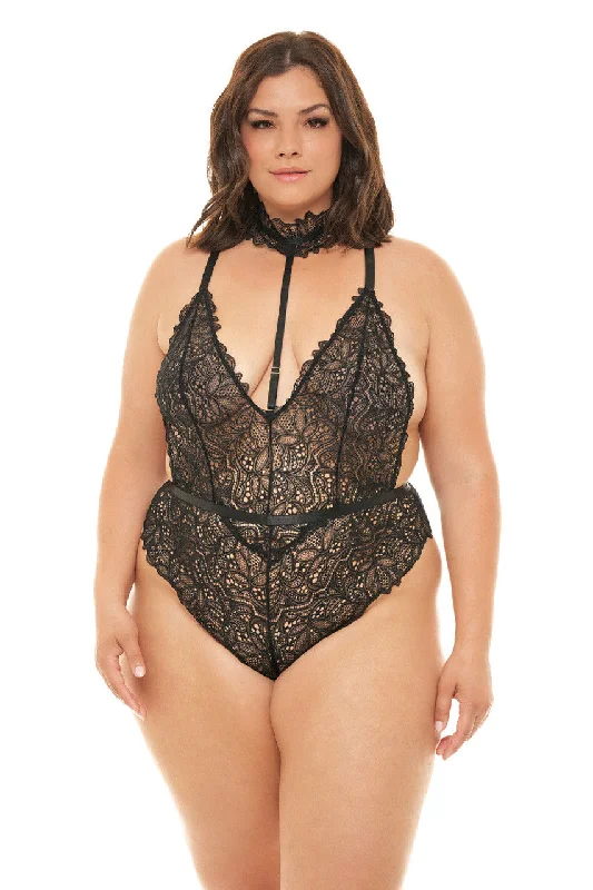 Sexy lingerie for seductive nightwear-Curvy Dahlia Lace Teddy