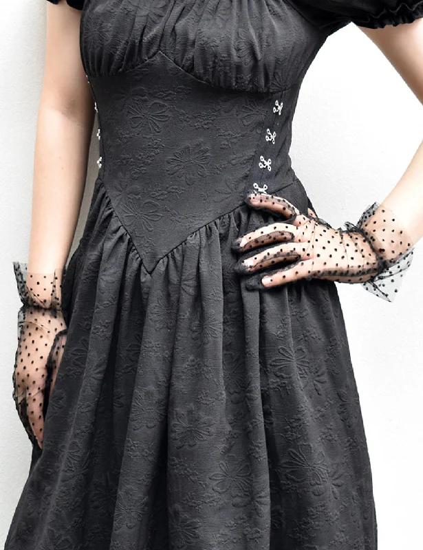 Nipple covers for elegant, seamless fit-Vintage Style Polka Dot Mesh Black Lace Gothic Gloves Nipple covers for elegant, seamless fit-Vintage Style Polka Dot Mesh Black Lace Gothic Gloves