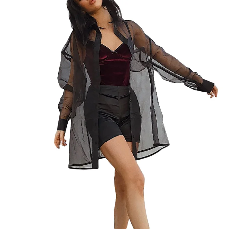Cozy women's robes for relaxation-Mesh Transparent Kimono