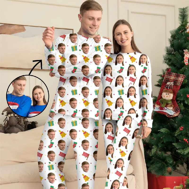 Matching mother and kid same suit with comfortable fit-Custom Photo Pajamas Family Matching Set Christmas Matching Sleepwear Personalized Pajamas Merry Christmas And Gifts