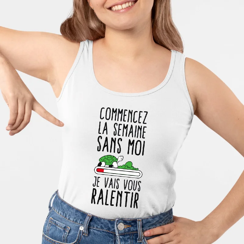 spring pastel camisoles outfits-Débardeur Femme Commencez la semaine sans moi