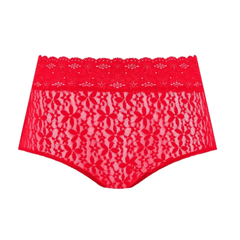 Smooth-fitting panties for tight clothes-Wacoal Halo Lace Full Briefs Equestrian Red