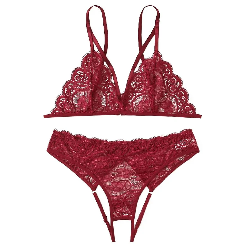 Lingerie sets for perfect curves-Sexy Lingerie  Transparent Underwear Set