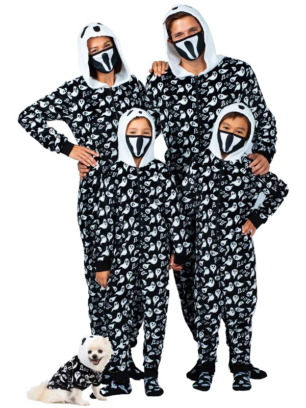 Casual matching mother and kid same suit for shopping trips-Ghost Family Onesie Pajama With Hood, Mask, And Socks Casual matching mother and kid same suit for shopping trips-Ghost Family Onesie Pajama With Hood, Mask, And Socks