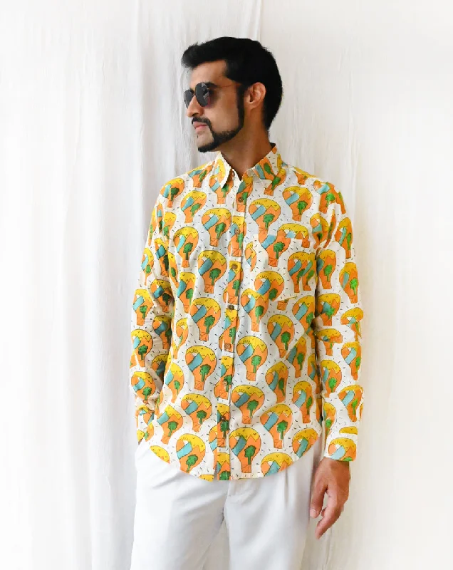 Comfortable matching mother and kid same suit for playdates-Paradise Cotton Men's Shirt