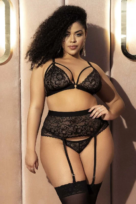 Sexy lingerie for elegant sensuality-Mapale 8561X Three Piece Set Color Black