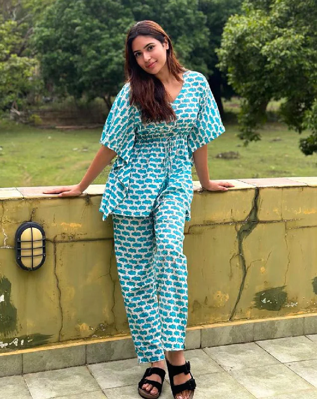 Comfortable matching mother and kid same suit for travel-Happy Hippos Original Chill Jams - Soft Cotton Pyjama Set
