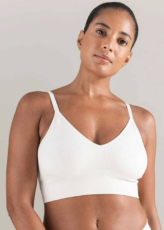 Comfortable lingerie sets for postpartum women-The TENCEL™ Seamless Bralette White Sand