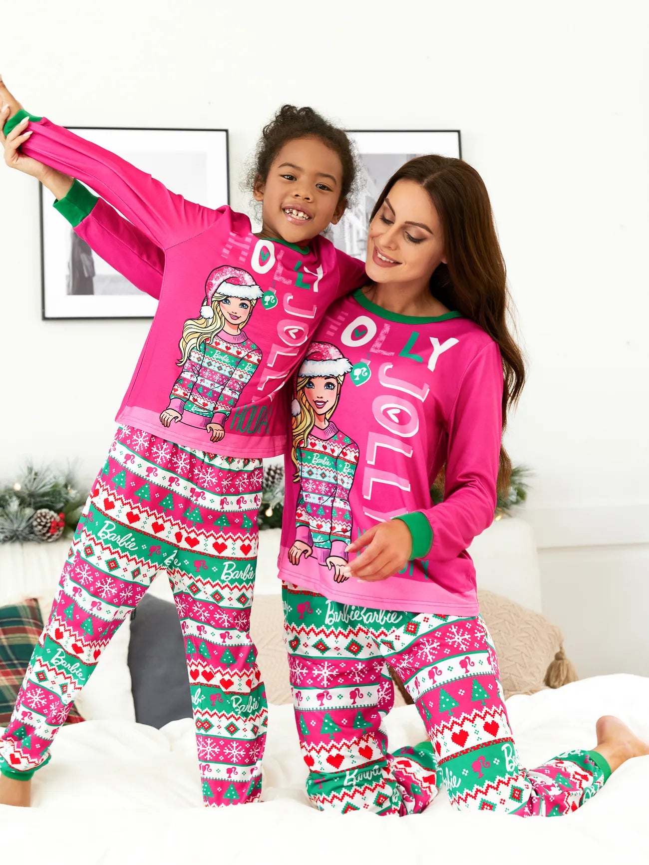 Trendy matching outfits for mother and kid same suit-Barbie Printed Cozy Pajama Set