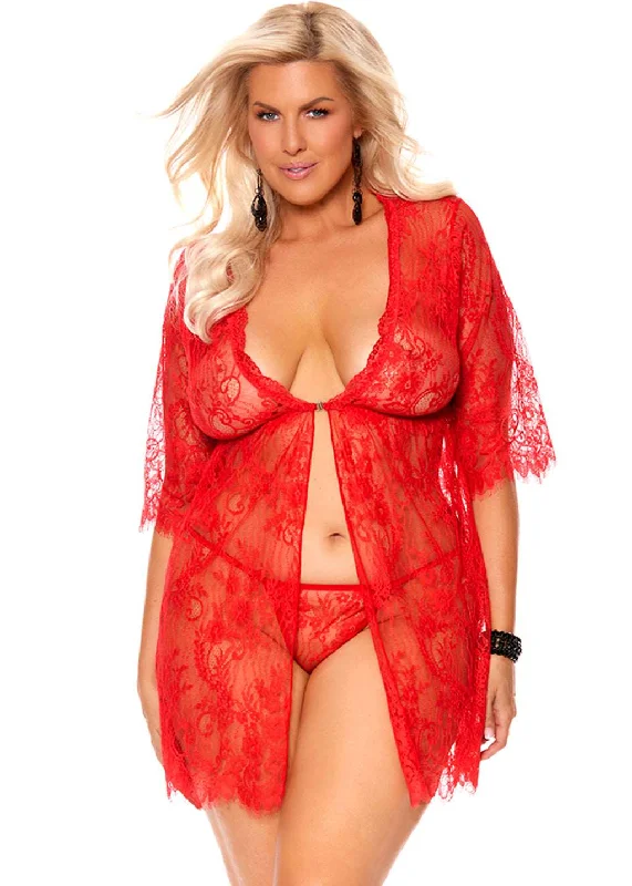 Sexy lingerie for romantic moments-Eyelash Lace Babydoll with Panty Plus