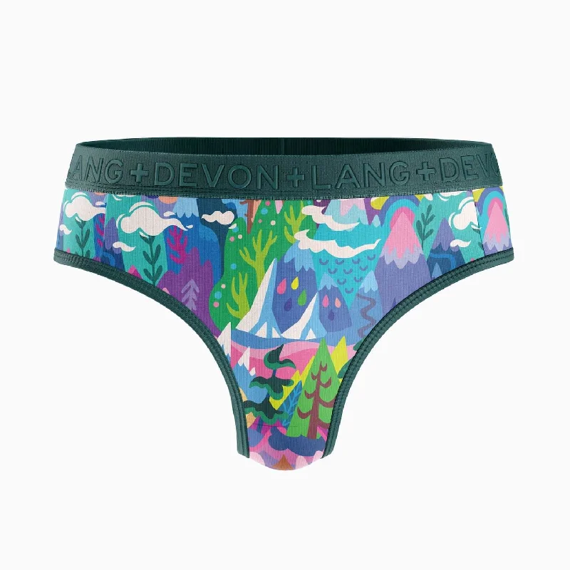 Women's lace panties with side cutouts-Bria 2.0 Thong - Fantasy Mountain