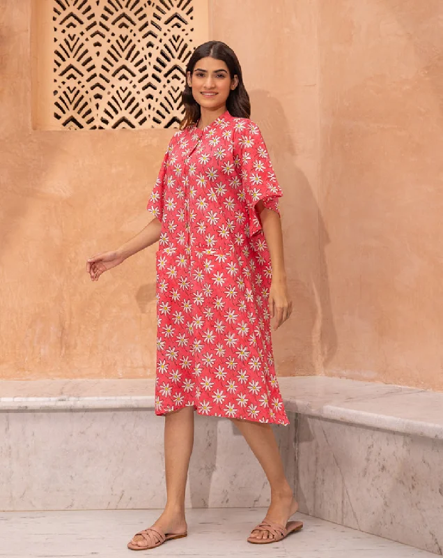 Soft cotton mother and kid same suit for comfort-Whoopsie Daisy Hand Block Printed Cotton Kaftan Shirt