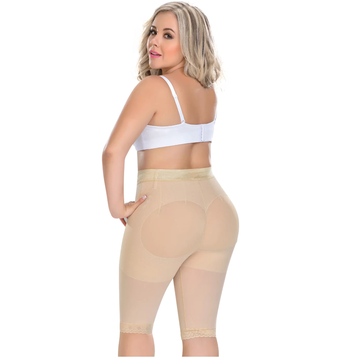 Padded bum shaper for fuller back lift-Knee-Length High Waist Shapewear Shorts - 0323