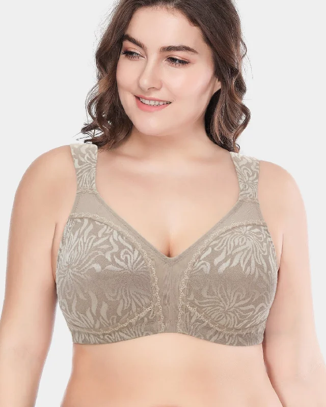 Bras for daily support after breast surgery-Minimizer Non Padded Wirefree Plus Size Bra Toffee Bras for daily support after breast surgery-Minimizer Non Padded Wirefree Plus Size Bra Toffee
