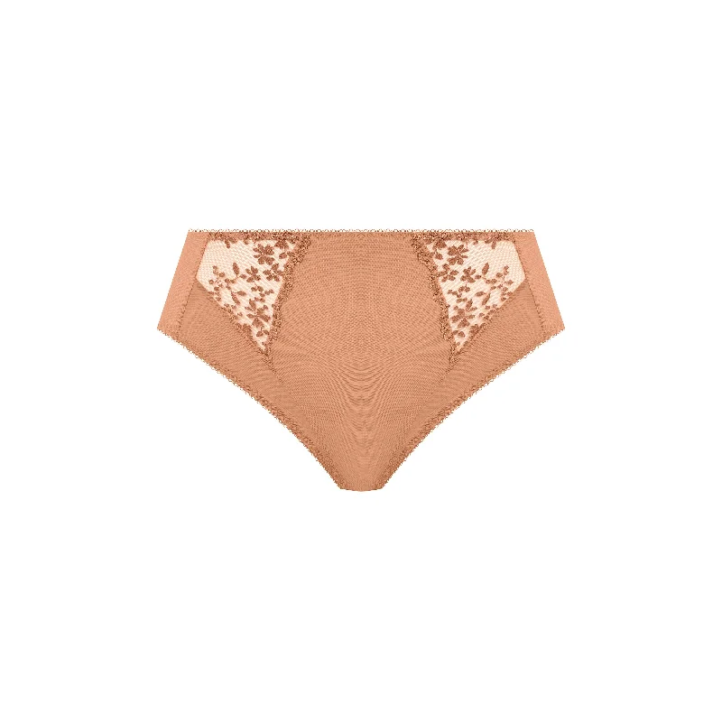 High-waisted panties for tummy control-Elomi Zarla High leg Briefs Cafe au lait