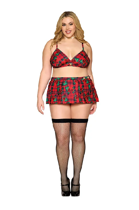 Sexy dress for black tie event-Printed poplin bralette and mini skirt set