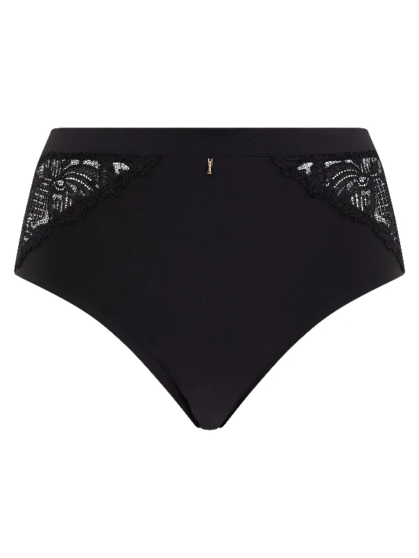 High-cut panties for better coverage-Chantelle Orangerie Dream High-Waisted Full Brief Black High-cut panties for better coverage-Chantelle Orangerie Dream High-Waisted Full Brief Black
