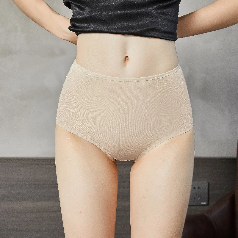 Comfortable panties for plus-size women-Knitted Silk High Rise French Cut Panties | Bourbon Milk Punch | Shimmer Collection Comfortable panties for plus-size women-Knitted Silk High Rise French Cut Panties | Bourbon Milk Punch | Shimmer Collection
