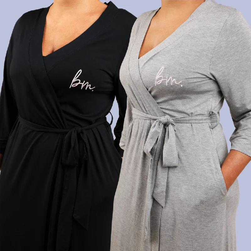 Women's robes with delicate lace details-The Robe Set Black & Grey