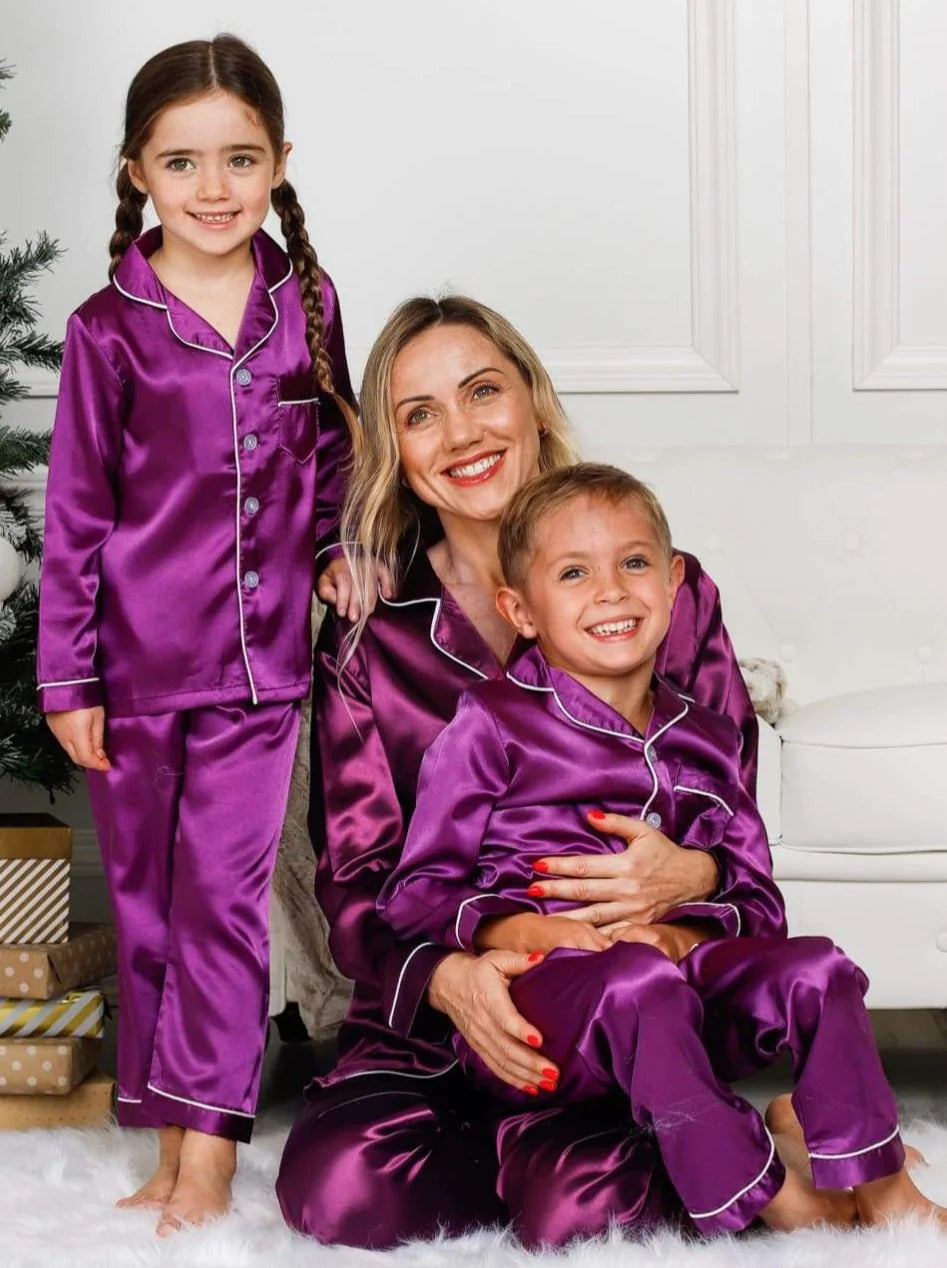 Mother and kid same suit for fun-filled family days-Royal Purple Silk