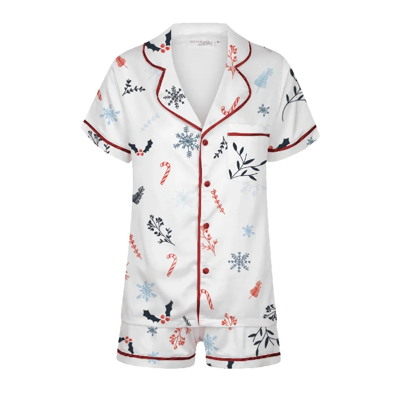Stylish matching mother and kid same suit for vacations-Exclusive Christmas Satin Personalised Pyjama Set - Traditional Print