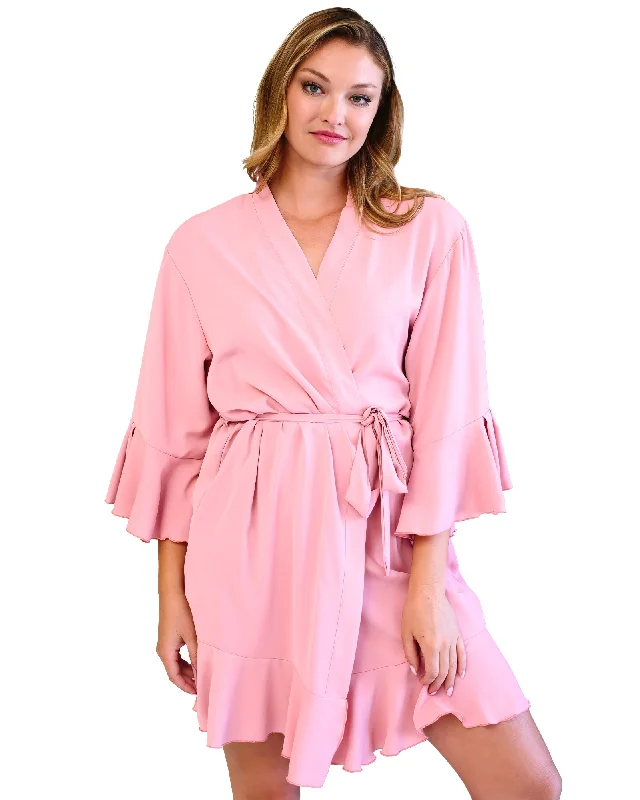 Women's robes with soft cotton fabric for warmth-Ruffle Robe