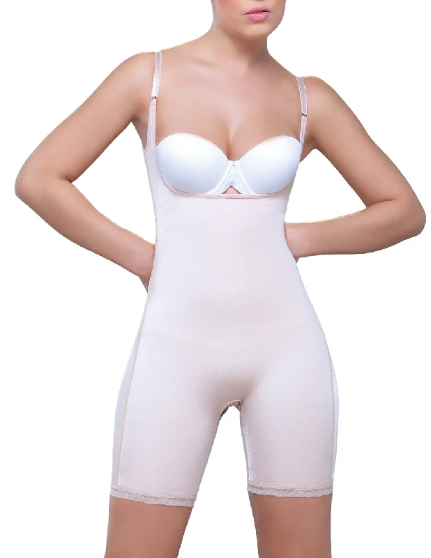 Sexy lingerie for eye-catching appeal-Vedette 914 Amelie Open Bottom Mid thigh Shaper Color Nude