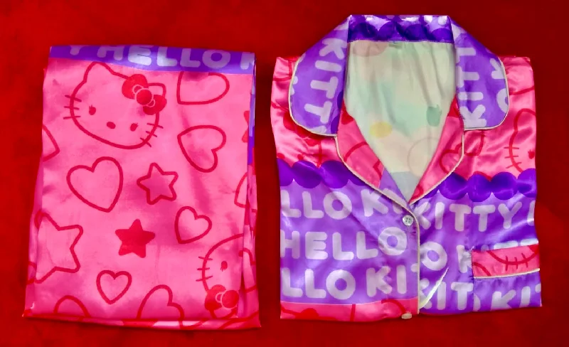 Fun and colorful mother and kid same suit for outings-Hello Pink Kitty