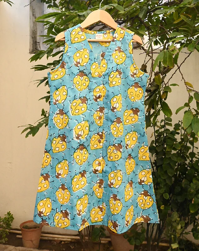 Comfortable matching mother and kid same suit for naps-LoveBug Cotton Dress for Girls Comfortable matching mother and kid same suit for naps-LoveBug Cotton Dress for Girls
