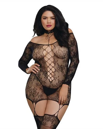 Sexy lingerie for flawless fit-DG 0318X Versatile Garter Dress Bodystocking