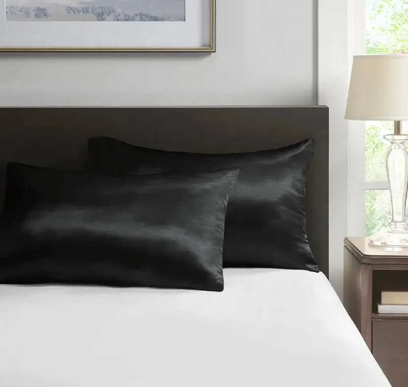 Nipple covers for no-show style and comfort-2-Pack Satin Pillowcases, Black