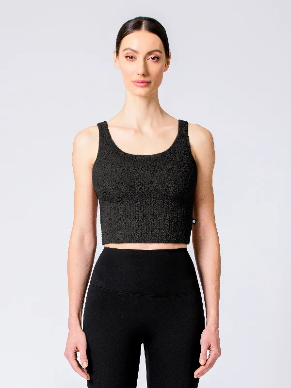 camisoles for under blazers office-VEGAN WOOL TEDDY TANK, BLACK