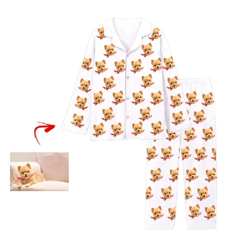 Matching mother and kid same suit with cute patterns-Personalised Pyjamas I Love My Dog White Matching mother and kid same suit with cute patterns-Personalised Pyjamas I Love My Dog White