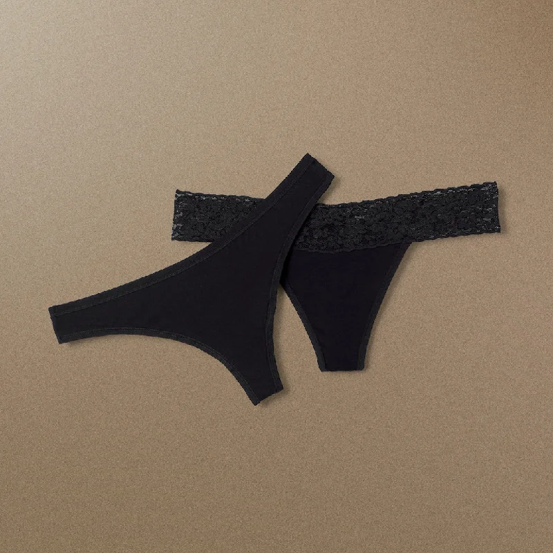 Women's panties with lace waistband-Thong Bundle