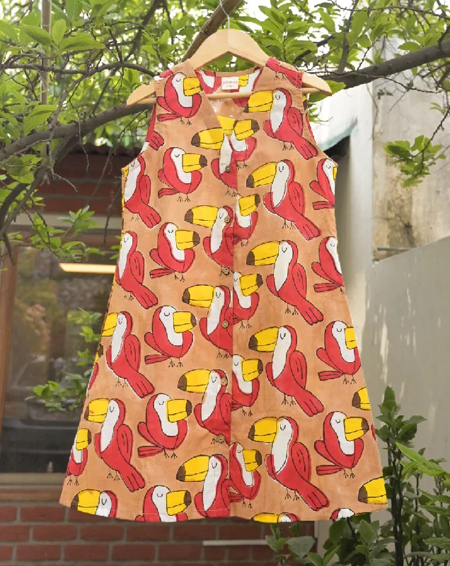 Stylish matching mother and kid same suit for day trips-Toucan Original Cotton Dress for Girls