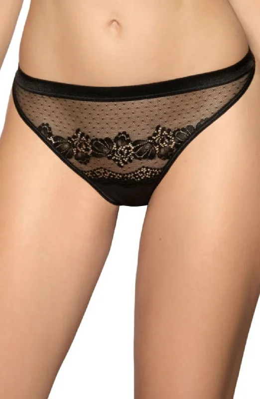 Comfortable lingerie sets with bra pads-Roza Ellba Black Thong