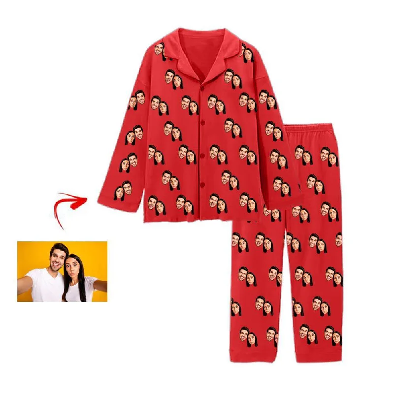 Trendy matching mother and kid same suit for events-Personalised Pyjamas Happy You And Me Red Trendy matching mother and kid same suit for events-Personalised Pyjamas Happy You And Me Red