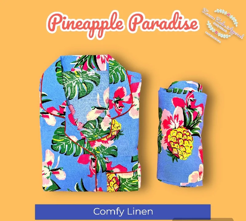 Comfortable and cozy matching mother and kid same suit-Pineapple Paradise