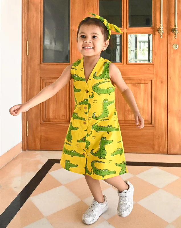 Matching mother and kid same suit with vibrant colors-Agar Magar Cotton Dress for Girls