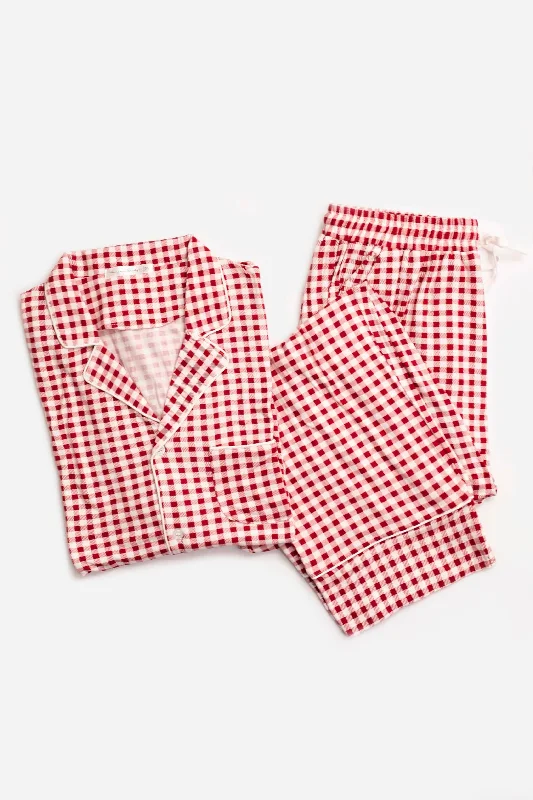 Matching mother and kid same suit for fall season-Men's Cozy Cotton Boxer Set in Gingham Matching mother and kid same suit for fall season-Men's Cozy Cotton Boxer Set in Gingham