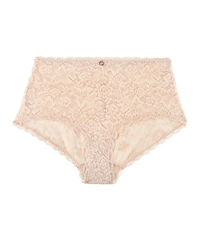 Women's panties with cooling fabric-Aubade Rosessence High-waist Brief Nude d'été