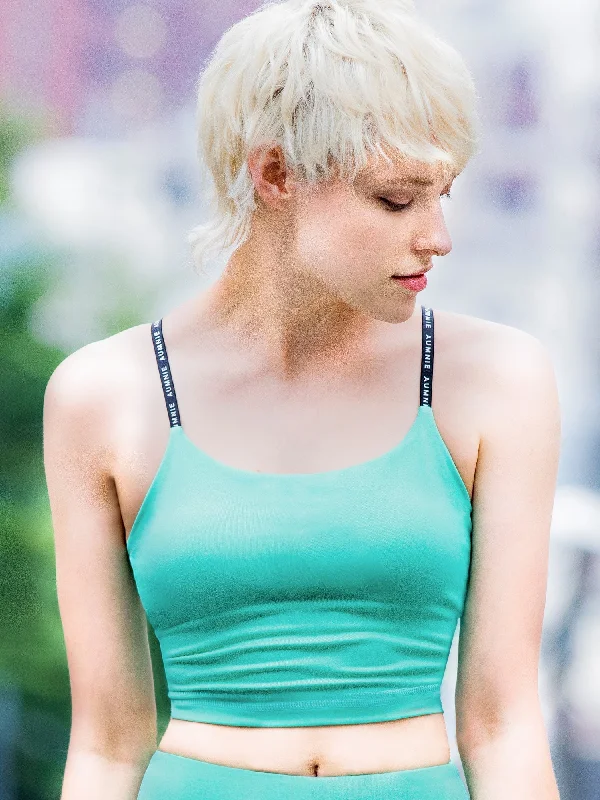 luxury silk camisoles boutique-CT LOGO TANK, HEATHER GREEN