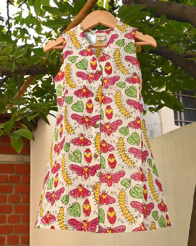 Comfortable mother and kid same suit for active kids-Cat-A-Pillar Original Cotton Dress for Girls Comfortable mother and kid same suit for active kids-Cat-A-Pillar Original Cotton Dress for Girls