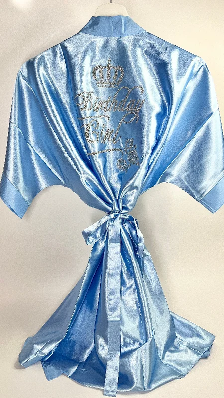 Women's robes with silk material for a smooth feel-Personalised Robe | Baby Blue